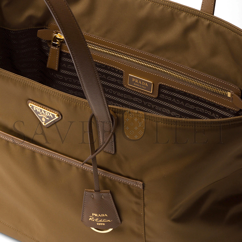 Pra*a re-edition 1978 large re-nylon and saffiano leather tote bag 1bg527 01 (43*31*15cm)